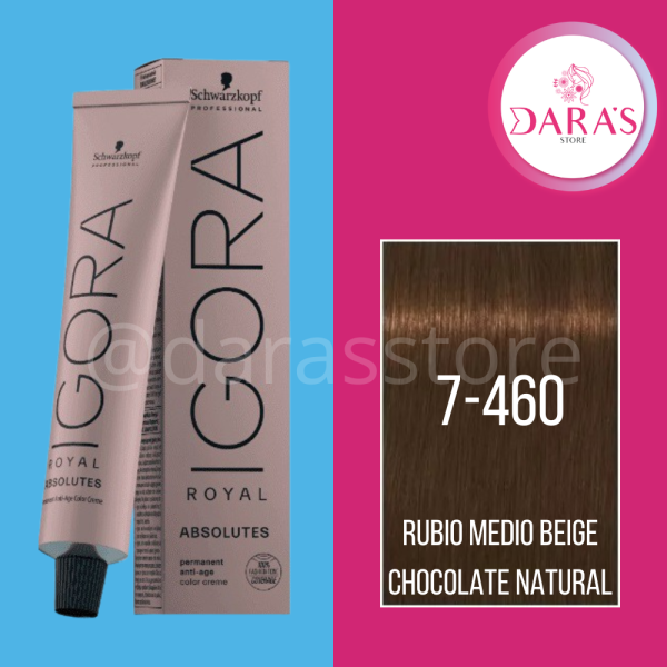 TINTE IGORA 60GR 7-460 RUBIO MEDIO BEIGE CHOCOLOTE NATURAL