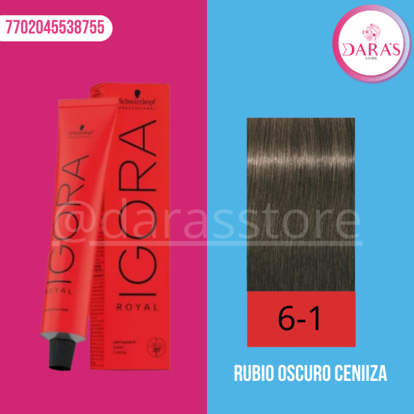 TINTE IGORA 60GR 6-1 RUBIO OSCURO CENIZO