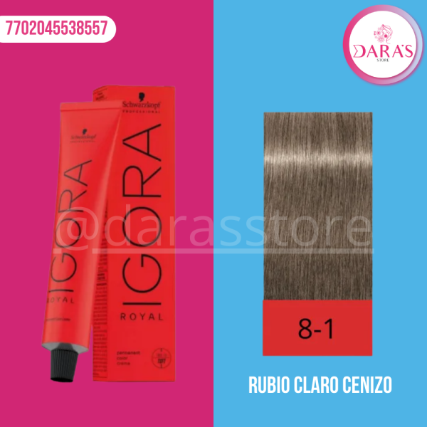 TINTE IGORA 60GR 8-1 RUBIO CLARO CENIZO