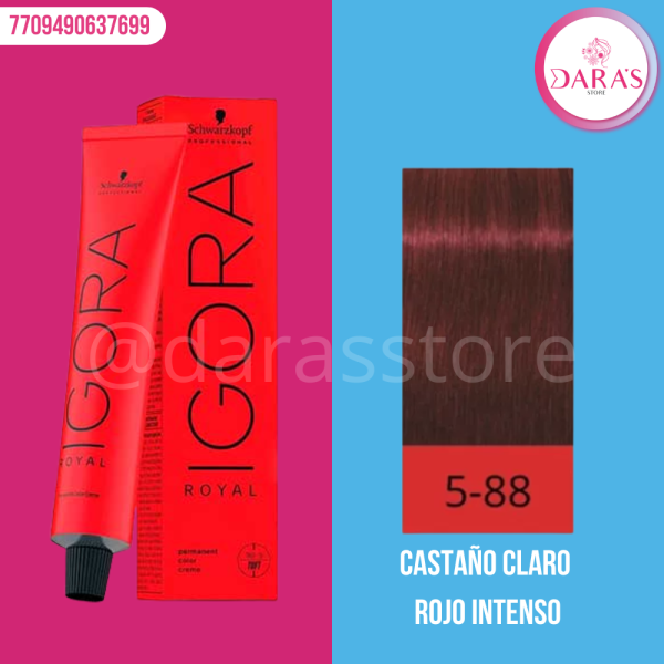 TINTE IGORA 60GR 5-88 CASTAÑO CLARO ROJO INTENSO