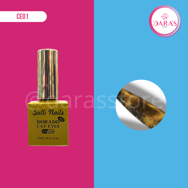 ESMALTE SULLI NAILS CAT EYES 9D (OJO DE GATO) DORADO Y PLATEADO 10ML
