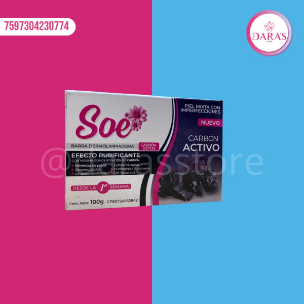 JABON FACIAL SOE CARBON ACTIVO BARRA DERMOLIMPIADORA 100GR
