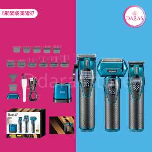 MAQUINA DE AFEITAR 7300 RPM / PATILLERA 7200 RPM / SHAVER 7000 RPM KEMEI 3 EN 1 KM-8559