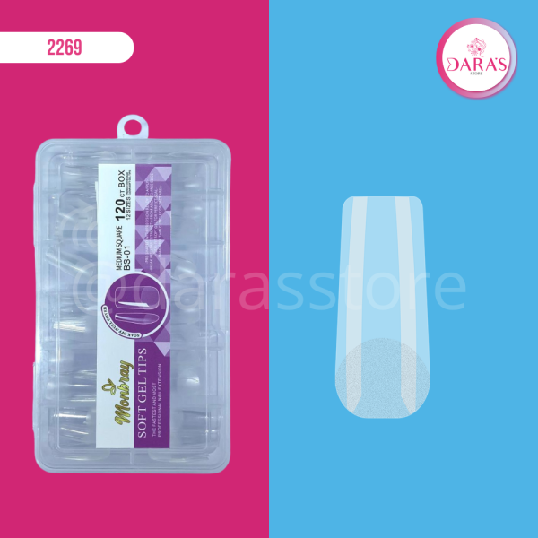 UÑAS JELLY MONBRAY 120PIEZAS MEDIUM CUADRADA NO.BS-01