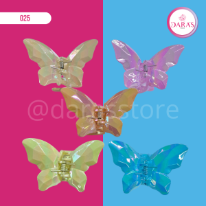 GANCHETA DE CABELLO NO.550 MARIPOSA COLOR TORNASOL GRANDE