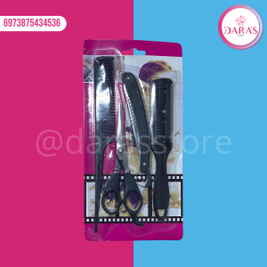 KIT JUEGO DE PELUQUERO PEINE + TIJERA + NAVAJA NO.KCH022