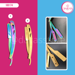 NAVAJA DE BARBERIA SALON CLIP METALICA DORADA / TORNASOL