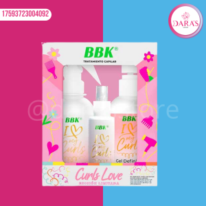 KIT 03PIEZAS BBK 510ML CURLS LOVE PROTECTOR TERMICO, GEL DE RIZOS, ACEITE DE RIZOS